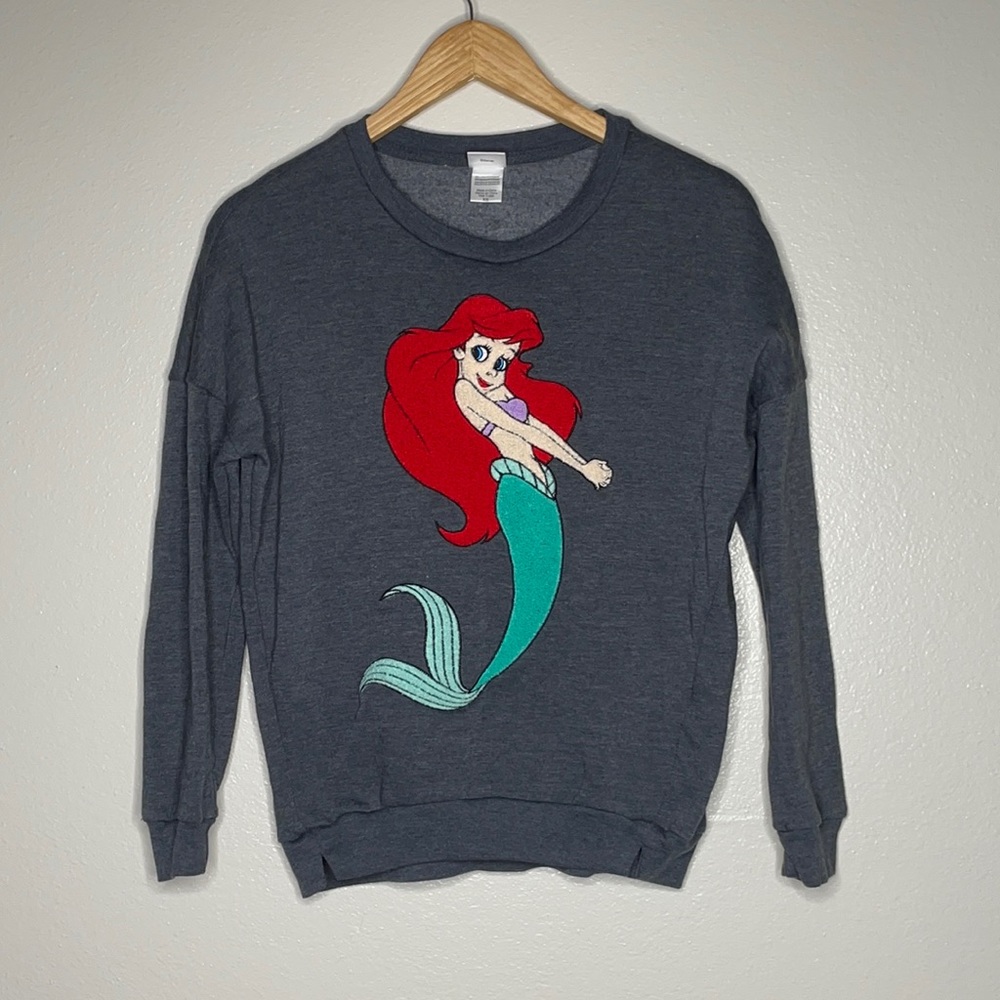 Disney Little Mermaid Ariel Sweatshirt sz XS Grey
